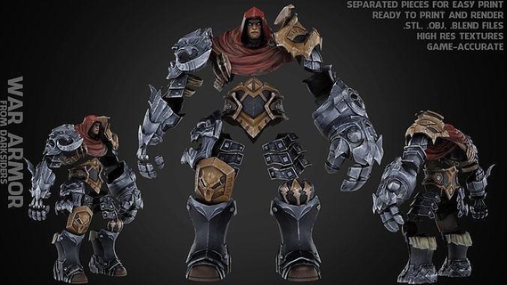 Darksiders guerre armure cosplay côté sombre jeu vidéo personnage cosplayeur apocalypse cavaliers néphilim carbonisé conseil ange démon art scans répliques 3d print model - Mito3D