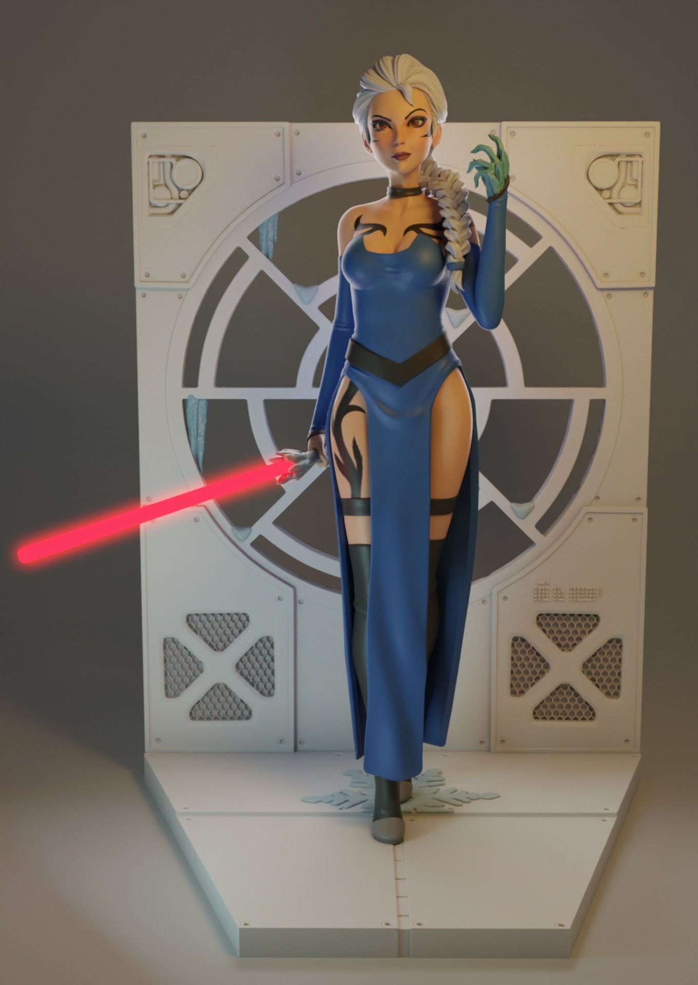 darth elsa jedi anna combo sci fi scifi alieno finzione donne ragazza disney principessa regina fata guerriero stella guerre spada laser miniatura collezione giochi giocattoli 3D print model - Mito3D