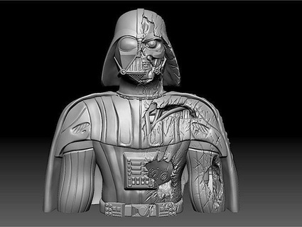 darth vadenador vader terminador sable luz estrella robot mech robótico sith Jedi guerras cyborg Arnold Schwarzenegger hollywood Arte esculturas 3d print model - Mito3D