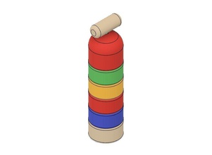 daruma otoshi games-toys japan japanese toy wooden game rainbow face hammer blue green yellow red falling skill mallet jenga games toys 3d print model - Mito3D