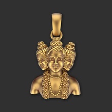 dattaguru face pendent datta dattatreya digambaray avadhut guru religion idol god statue jewelery pendents sculpture figure 3d relief jewelry pendants tridev indian 3d print model - Mito3D