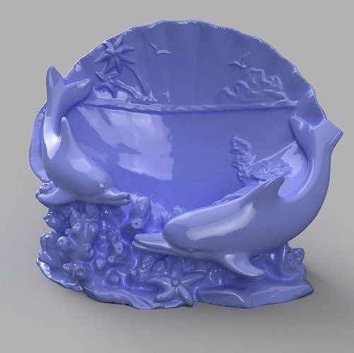 dauphin coquillage océan merc poisson mer maison décor 3D print model - Mito3D