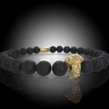 david di michelangelo beads bracelet-silver-gold-8mm lava bracelet silver gold 8mm bead jewelry luxury printable bracelets 3d print model - Mito3D