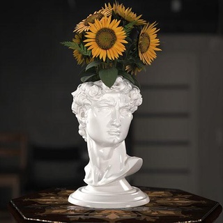 David tête planteur pot vase ensemble 3d imprimé main succulent petit fleur porte plume plante décoration maison décor 3d print model - Mito3D