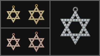 david star 3d yazdırılabilir modeli 3dm kolye stl takı yıldız din Yahudi İbranice baskı gergedan altın elmas Gümüş taş sterling gem mücevher 3d print model - Mito3D