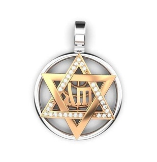 david star pendant gold jewelry religion printable jewish pendants 3d print model - Mito3D