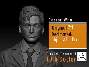 david tennant - 10th doctor who tenant tardis time lord space travel sci fi bbc galifrey dalek screwdriver phoneboth england torchwood art sculptures 3d print model - Mito3D