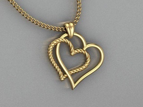 david yurman heart pendant gold silver fashion shining jewel jewelry teenager gift zeegold valentine women love printable necklaces spiral helix pendants 3d print model - Mito3D