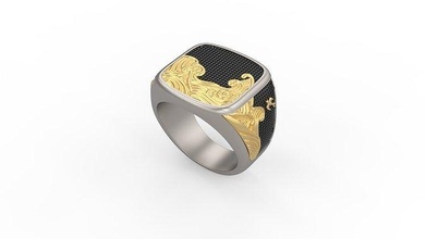 david yurman waves signet ring gold jewel jewellry jewelry silver printable fashion saphire ruby love men man pendants 3d print model - Mito3D