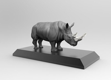 dc003s - rhino endangered animal series illustration rhinoceros mammal wildlife strength nature sculpture statue horns design art print 3d resin cement concrete sculptures 3d print model - Mito3D