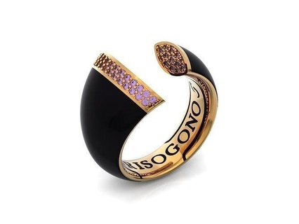 de grisogono jewelry black bell collection ring 829 luxury gold original classic evening stylish trendy elegant graceful diamond silver jewel wedding rings 3d print model - Mito3D
