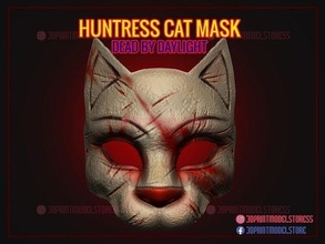 dead daylight - huntress cat mask halloween cosplay horror face head creature helmet costume ghost scary games toys 3d print model - Mito3D