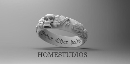 dead head ring jewelry gold silver printable scull deadhead german reich occult jewellery jewel oak sterling engagement vintag platinum engagem fashion rings 3d print model - Mito3D