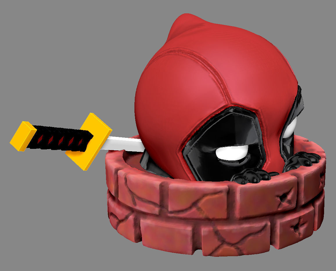 deadpool peeking chibi character 3d printing games toys 3D print model - Mito3D