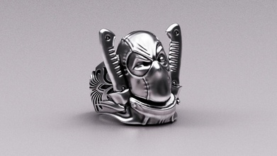 deadpool ring movie jewelry marvel superhero mask printable sculpture silver comic miniature art rings 3d print model - Mito3D