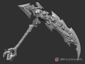 death chaos fang scythe cosplay darksiders - stl file chaoseater warrior knight weapon shield accessories halloween blade equipment sword fashion axe bladed fantasy games toys game 3d print model - Mito3D