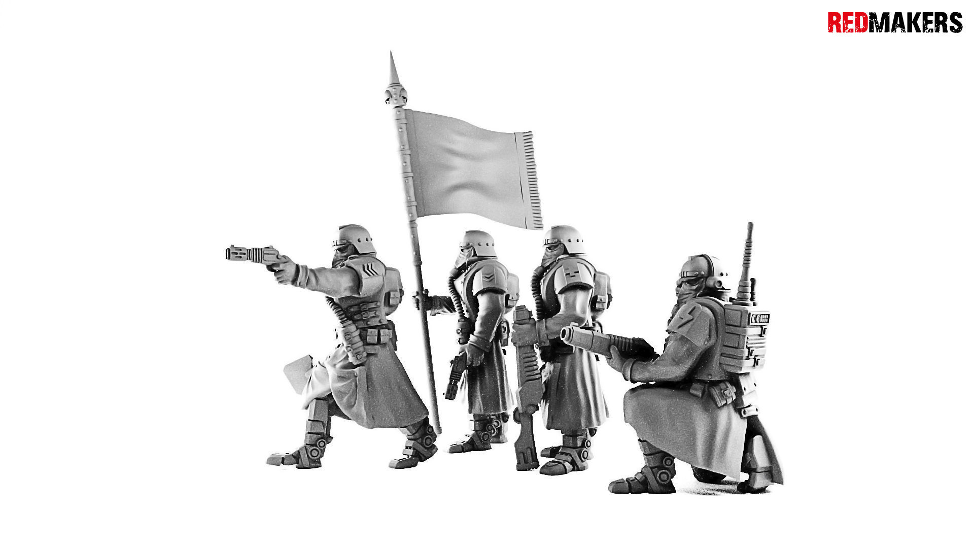 death command squad of imperial force krieg korps dkok wh40k 28mm cult tabletop human soldier army guard red makers toys grimdark skifi 40000 games board 3D print model - Mito3D