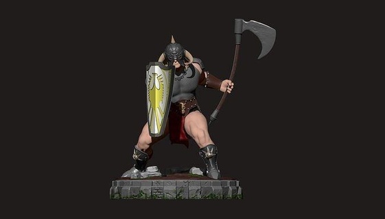 death dealer fanart frazetta sculpture statue figurine axe dnd man mythology pnp warrior viking gladiator fantasy games toys board 3d print model - Mito3D