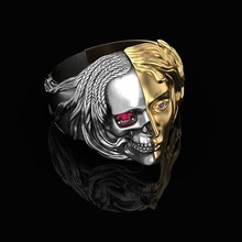 mort visage bague crâne masque impression cnc bijoux rubis saphir gemme anneaux 3d print model - Mito3D