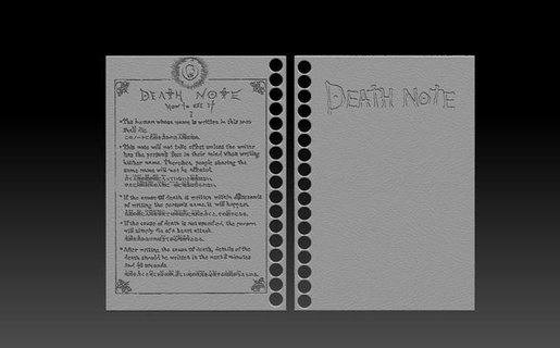 death note notebook cover deathnote 3dprintnotebook 3dprint kira l shinigami riok yagami deathnotenotebook art sculptures 3d print model - Mito3D