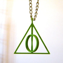 deathly hallows harry potter pendant xenophilius lovegood print in place rotary gift easy printable 3dprint jewelry pendants 3d print model - Mito3D