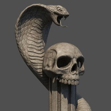 death statue of cobra skull on snake dark horror print 3d art zbrush meshmixer printer human pillar sculptures 3d print model - Mito3D