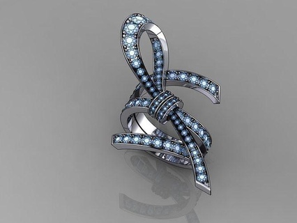 decollete ring gold rings jewelry printable diamond platinum white famous ribbon bow brilliant fashion beauty sterling wedding jewellery silver serpenti bangle 3d print model - Mito3D