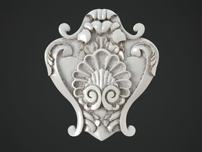 decor house molding moulding cartouche ornament tracery wall decoration garniture decorate facade realistic detailed cnc carving stucco medallion lock petergof finial 3d print model - Mito3D