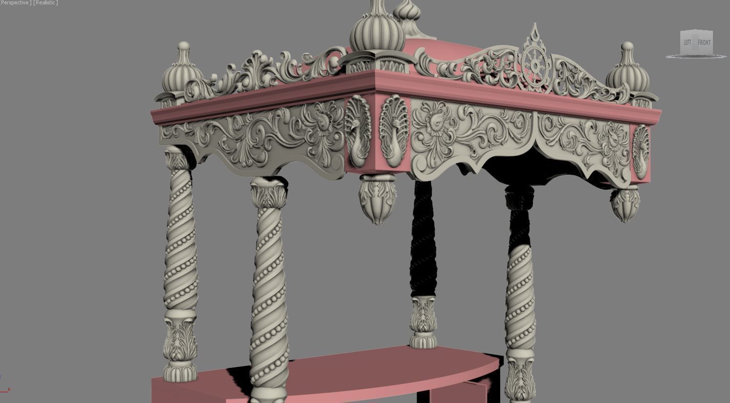 decoração arco igreja 3d impressão modelo pavão projeto barroco rococó coluna baguete arte esculturas 3D print model - Mito3D
