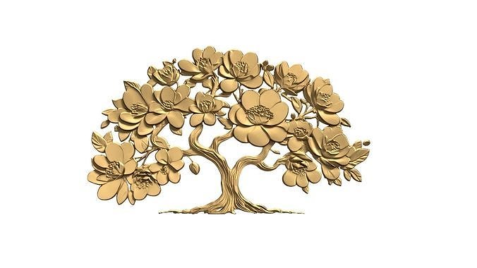 decor set- relief 63 fern panel plaster gypsum bas flowers interior carving baroque onlay collection cnc classic 3dprint furniture sculptures art house 3D print model - Mito3D