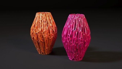 Dekor Vase 4 wunderschönen voronoi Innere Dekoration 3d Drucken Jahrgang Kunst Haushaltswaren geometrisch gestalten Statue 3d print model - Mito3D