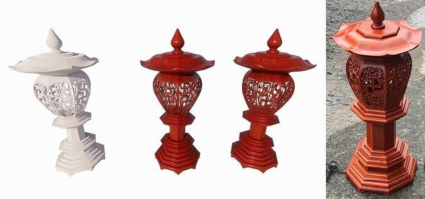 decoration - altar lamp den tho trang tri traditional architecture antique retro classic furniture interior sketchup enscape 3d old realistic house 3d print model - Mito3D