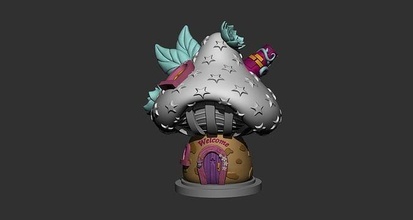decoration mushroom house 3dprint stylized 3d printing garden farm painting games toys 3d print model - Mito3D