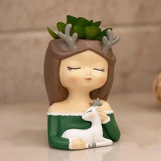 decoration planter pot cute girl 13 stl 3d printing nature wood leaf pottery family plant forest wooden tree cartoon bear decor gift clay porcelain house 3d print model - Mito3D