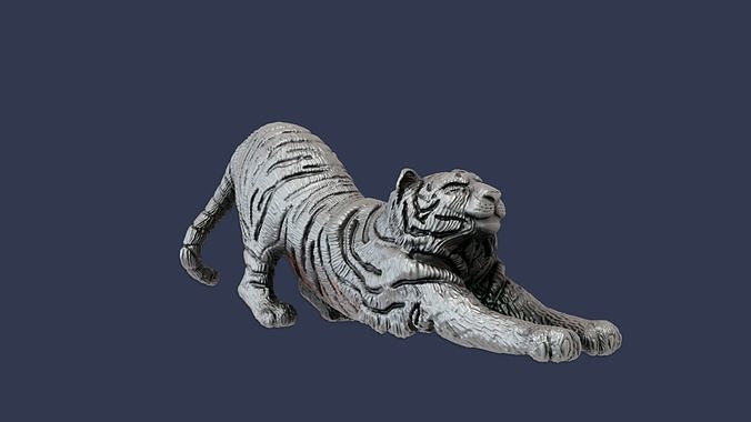 decorativo estatueta tigre 3d impressão modelo animais selvagens gato listra dentes arte animal olho 2022 deco estatuetas estátua escultura esculturas 3D print model - Mito3D