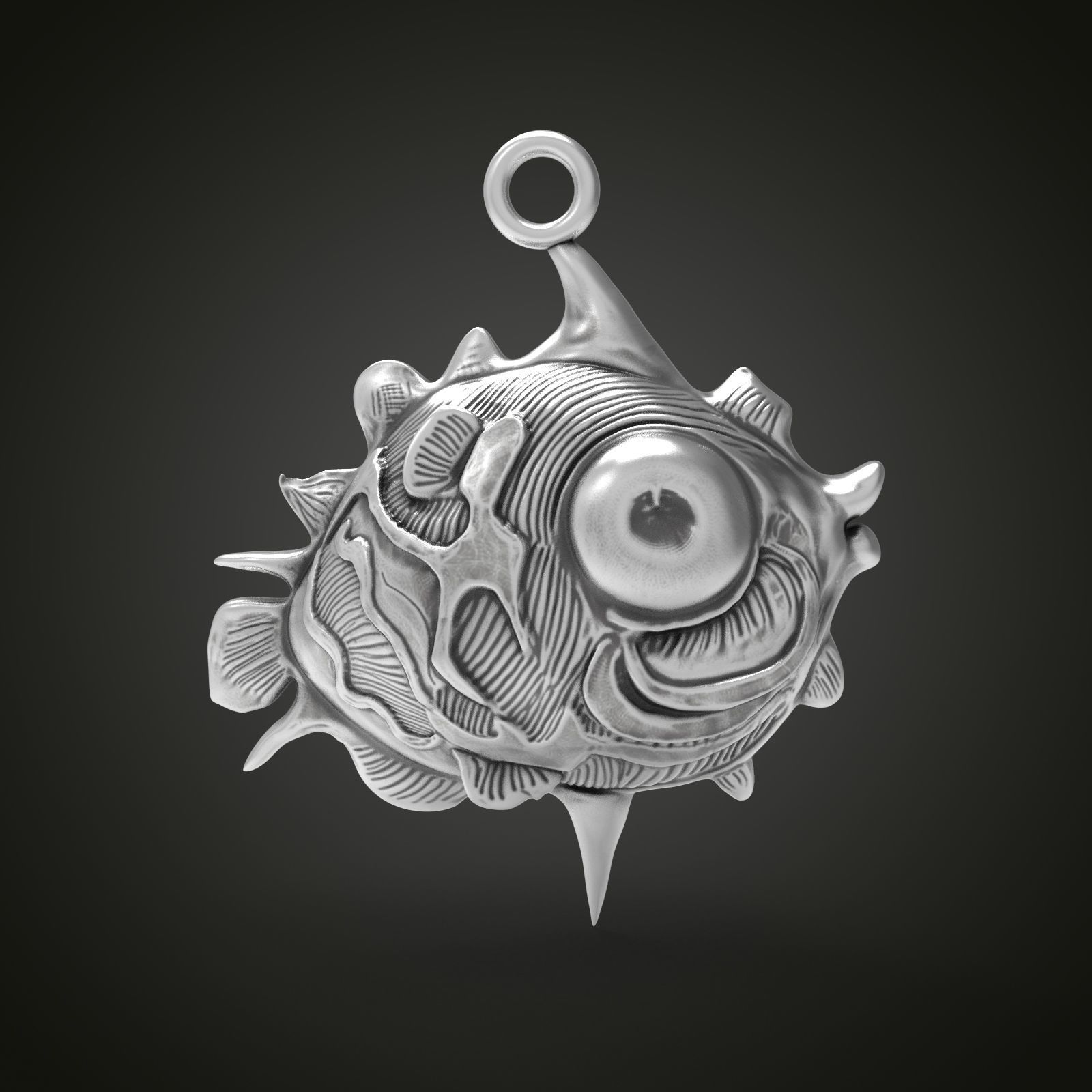 decorative fish pendant steel art chrome design jewel vintage silver printable gold seafood animal 3d pendants jewelry 3D print model - Mito3D