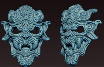 decorativo maschera art la gioielli stampabile orientale stilizzato sculture 3d print model - Mito3D