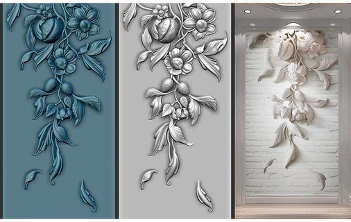 decorative wall relief flower art sculpture cnc - 3dprinter woodcarved decor furniture router decoration sculptures interior architectural gypsum plastic metal silver bronze wood carving sapphire ruby garnet emerald marble stone 3d print model - Mito3D