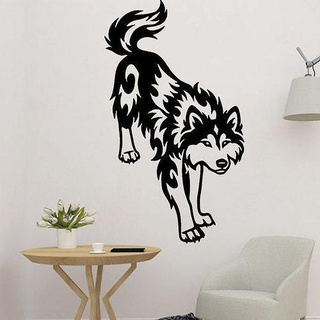 decorativo Lobo decoração parede adesivo animal 2d arte monte 3d print model - Mito3D
