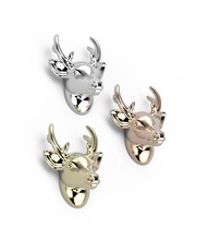 150819 d deer head beautiful classic fashion beauty gold jewel jewelry neoclassic printable ring silver souvenir people earrings pendant cufflinks animal horn 3d print model - Mito3D