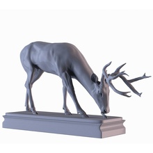 geyik yemek yiyor hayvan memeli doğa taksi ağaç heykel orman çevre dekor avcılık minyatür hayvanlar bitkiler sanat heykeller 3d print model - Mito3D