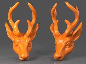 geyik head02 dekorasyon hayvan plastik baş iç heykel gücü şeytan erkek şekil sanat heykeller 3d print model - Mito3D