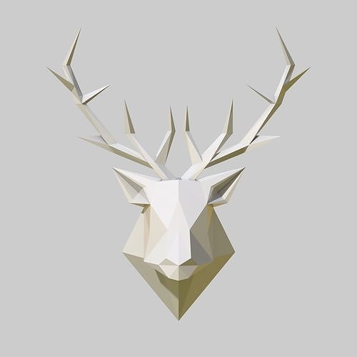 deer head horn lowpoly polygonal art poly deco stag sculptures 3D print model - Mito3D