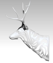 deer head decoration modern art hunt huntung forest animal trophy jungle printable wall horn wireframe frame abstract symbol illustration cnc jewel sculptures 3d print model - Mito3D