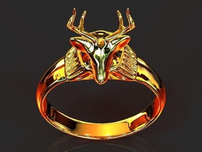 deer head ring art 3dprinting jewelry christmas challenge mathematical 3d print model - Mito3D