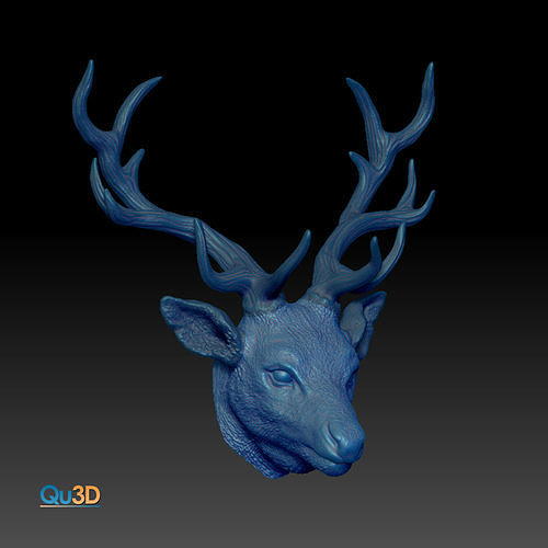 deer head sculpture -high-end 3d print model highpoly qu3d manufaktur stl file datei druck animal tiere wildtier wild sculptur kopf hirsch art sculptures 3D print model - Mito3D