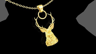 deer head sculpture pendant jewelry gold bear silver diamond jewellery fashion printable sterling jewel necklace white platinum perpetual animal pendants 3d print model - Mito3D