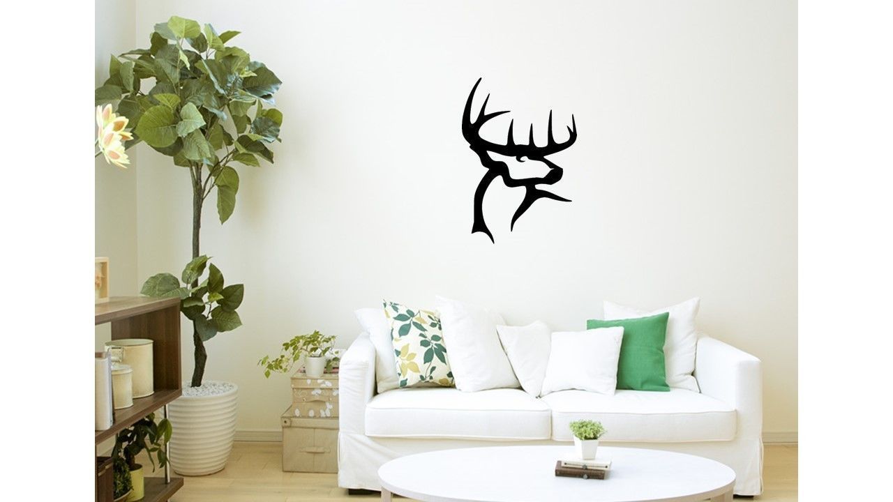 deer head wall art decor 2d decoration model 3d house silhouette 3D print model - Mito3D