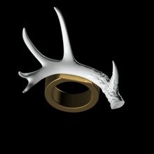 deer horn ring metal copper jewelry rings 3d print model - Mito3D