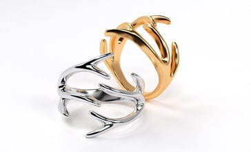 cervo corna oro squillare gioielleria animale argento corno platino natura stampabile cad 3dprint anelli 3d print model - Mito3D